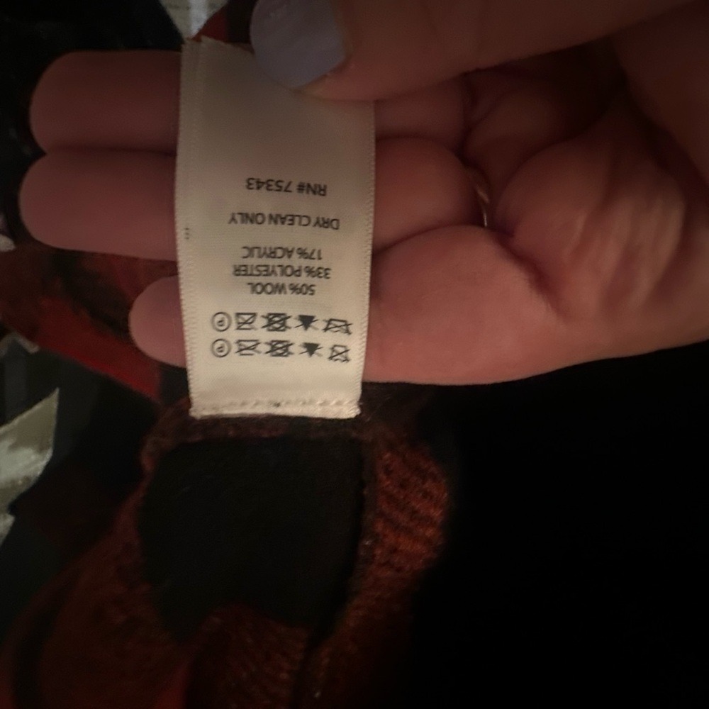 Buffalo check Plaid Women's Jacket in Red and Black wool blend open front size M - Picture 6 of 7
